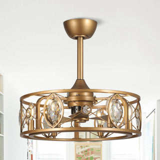 22" Kashmir Modern Glod Reversible Crystal Ceiling Fan with Lighting and Remote Control