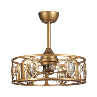 22" Kashmir Modern Glod Reversible Crystal Ceiling Fan with Lighting and Remote Control