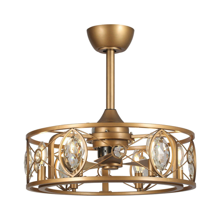 22" Kashmir Industrial Glod Reversible Crystal Fandelier Ceiling Fan with Lighting and Remote Control - ParrotUncle