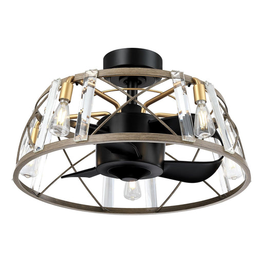 23" Industrial Satin Nickel DC Motor Downrod Mount Reversible Fandelier Ceiling Fan with Lighting and Remote Control - ParrotUncle