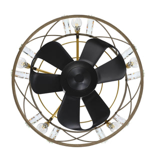 23" Modern Satin Nickel DC Motor Downrod Mount Reversible Caged Ceiling Fan with Lighting and Remote Control