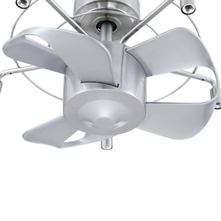 23" Modern Satin Nickel DC Motor Downrod Mount Reversible Caged Ceiling Fan with Lighting and Remote Control