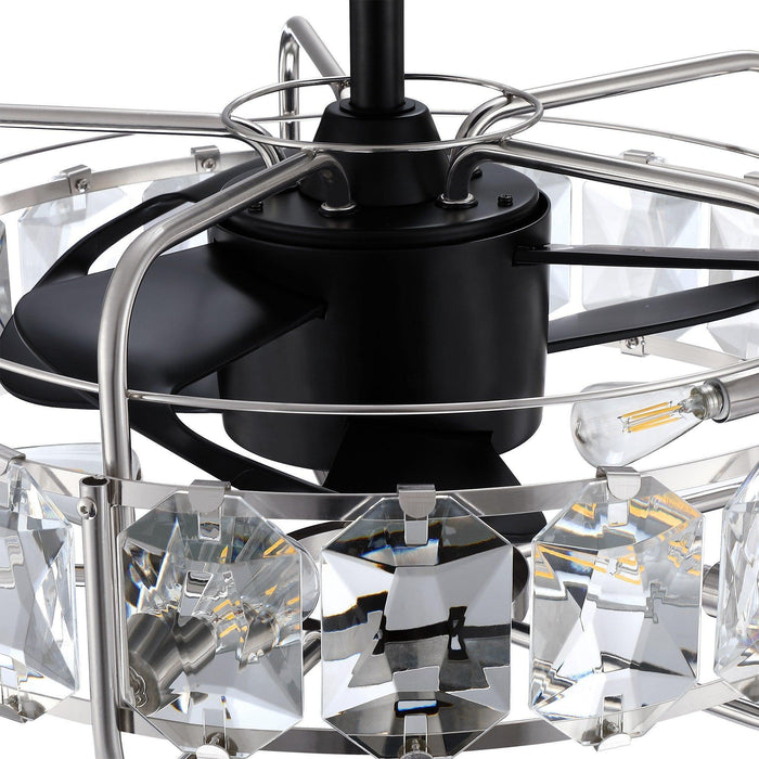 23" Modern DC Motor Downrod Mount Reversible Fandelier Ceiling Fan with Lighting and Remote Control - ParrotUncle