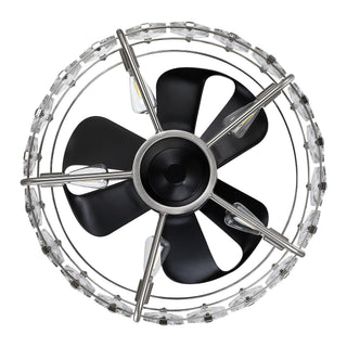23" Modern DC Motor Downrod Mount Reversible Caged Ceiling Fan With Lighting