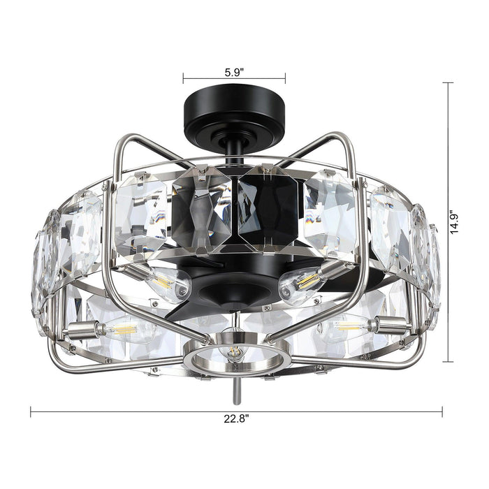 23" Modern DC Motor Downrod Mount Reversible Fandelier Ceiling Fan with Lighting and Remote Control - ParrotUncle