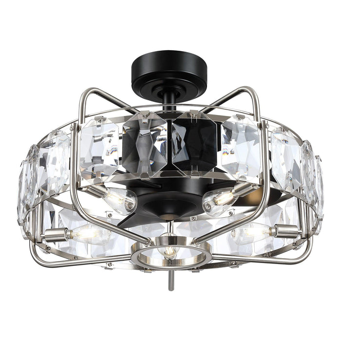 23" Modern DC Motor Downrod Mount Reversible Fandelier Ceiling Fan with Lighting and Remote Control - ParrotUncle