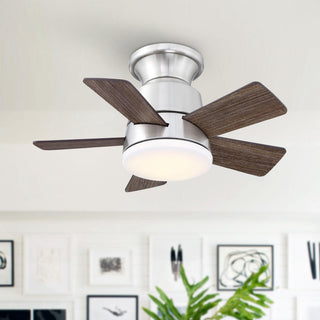 24" Hamptons Farmhouse Flush Mount Reversible Iron Ceiling Fan with Lighting and Remote Control