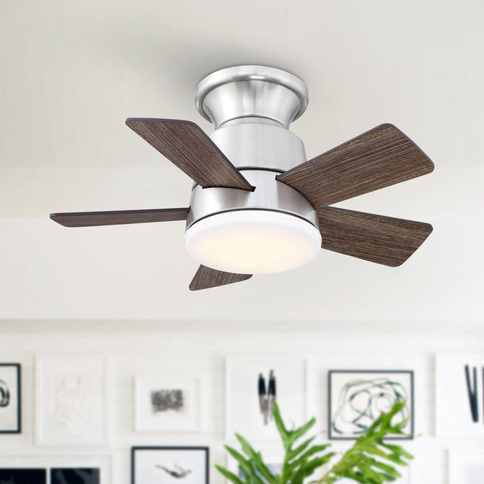 24" Industrial Flush Mount Reversible Iron Ceiling Fan with Lighting and Remote Control - ParrotUncle