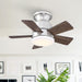 24" Industrial Flush Mount Reversible Iron Ceiling Fan with Lighting and Remote Control - ParrotUncle