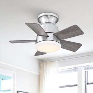 24" Hamptons Farmhouse Flush Mount Reversible Iron Ceiling Fan with Lighting and Remote Control