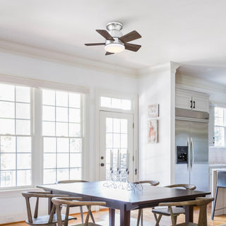 24" Hamptons Farmhouse Flush Mount Reversible Iron Ceiling Fan with Lighting and Remote Control