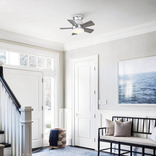 24" Hamptons Farmhouse Flush Mount Reversible Iron Ceiling Fan with Lighting and Remote Control