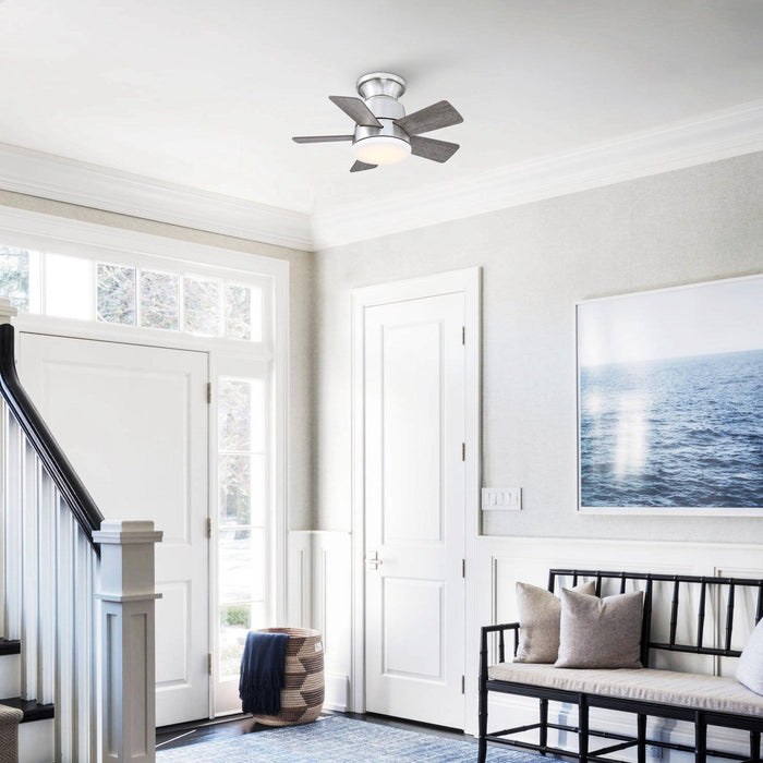 24" Industrial Flush Mount Reversible Iron Ceiling Fan with Lighting and Remote Control - ParrotUncle