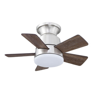 24" Hamptons Farmhouse Flush Mount Reversible Iron Ceiling Fan with Lighting and Remote Control