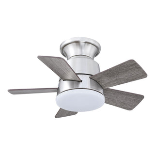 24" Hamptons Farmhouse Flush Mount Reversible Iron Ceiling Fan with Lighting and Remote Control