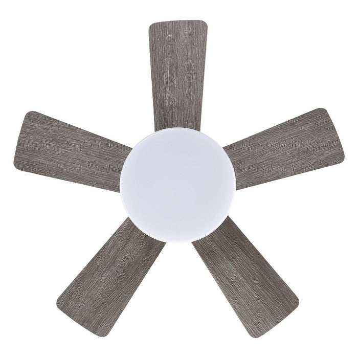 24" Industrial Flush Mount Reversible Iron Ceiling Fan with Lighting and Remote Control - ParrotUncle