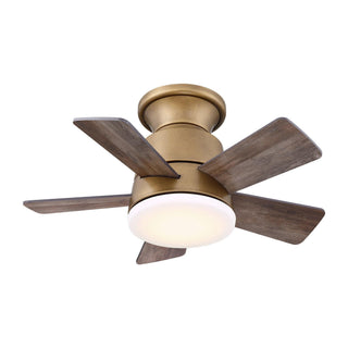 24" Hamptons Farmhouse Flush Mount Reversible Iron Ceiling Fan with Lighting and Remote Control