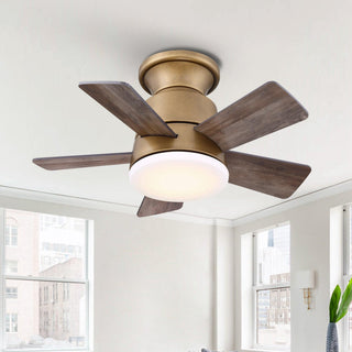 24" Hamptons Farmhouse Flush Mount Reversible Iron Ceiling Fan with Lighting and Remote Control