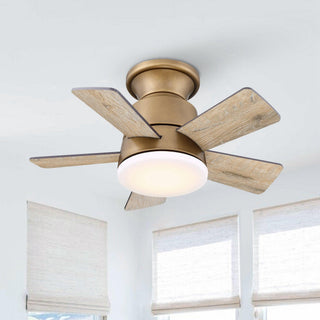 24" Hamptons Farmhouse Flush Mount Reversible Iron Ceiling Fan with Lighting and Remote Control