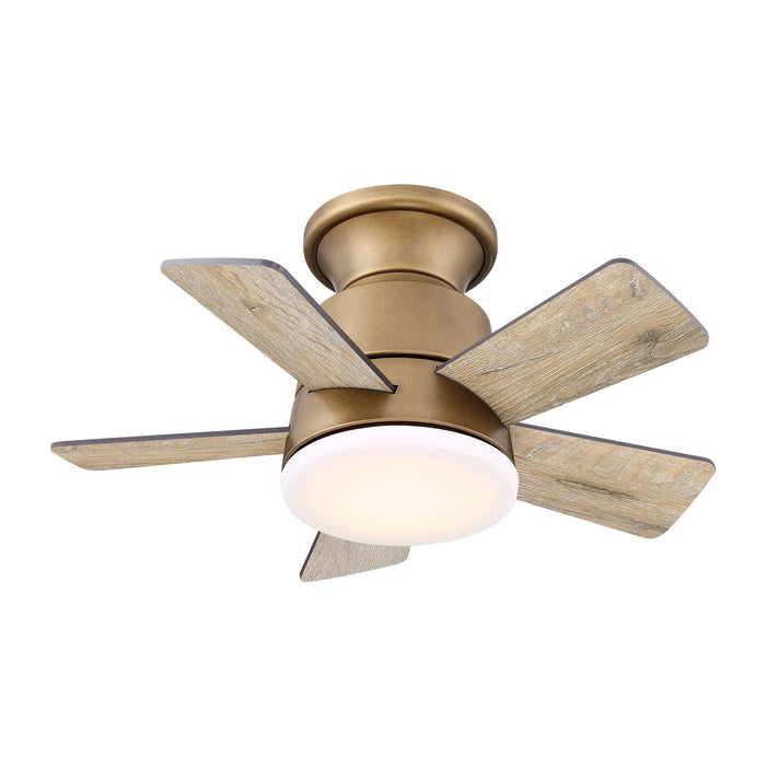 24" Industrial Flush Mount Reversible Iron Ceiling Fan with Lighting and Remote Control - ParrotUncle