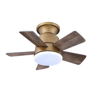 24" Hamptons Farmhouse Flush Mount Reversible Iron Ceiling Fan with Lighting and Remote Control