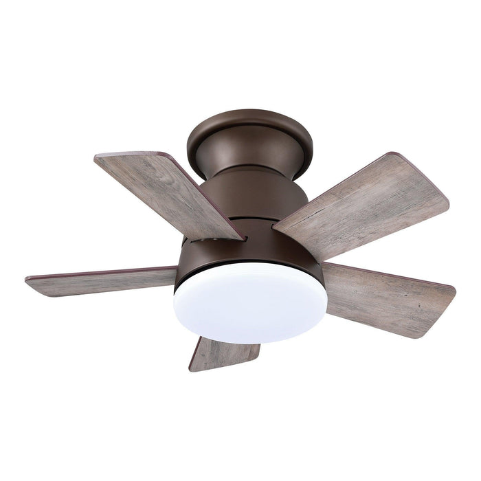 24" Industrial Flush Mount Reversible Iron Ceiling Fan with Lighting and Remote Control - ParrotUncle