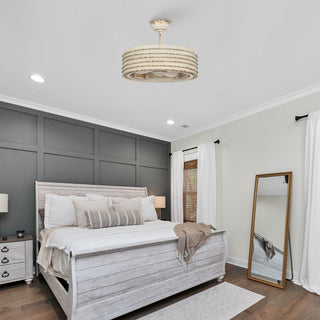 24" Kolkata Hamptons Modern Downrod Mount Reversible Ceiling Fan with Lighting and Remote Control