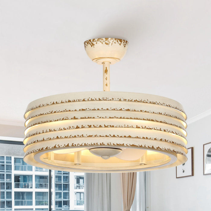 24" Kolkata Industrial Downrod Mount Reversible Ceiling Fan with Lighting and Remote Control - ParrotUncle