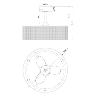 24" Farmhouse DC Motor Caged Ceiling Fan with Lighting and Remote Control