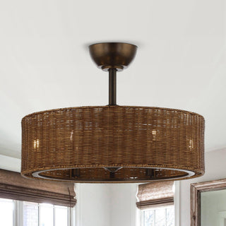 24" Farmhouse DC Motor Caged Ceiling Fan with Lighting and Remote Control