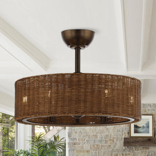 24" Farmhouse DC Motor Caged Ceiling Fan with Lighting and Remote Control