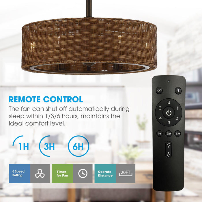 24" Traditional DC Motor Downrod Mount Reversible Fandelier Ceiling Fan with Lighting and Remote Control - ParrotUncle