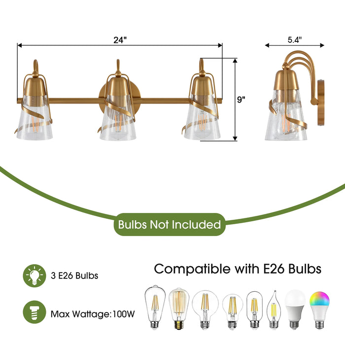 24 Inch Payne 3-Light Mirror Vanity Light