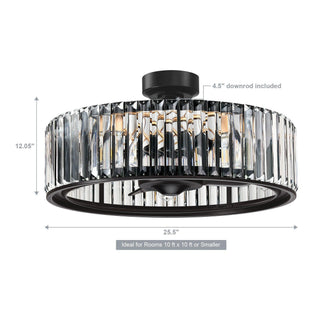 26" Henslee Modern DC Motor Reversible Crystal Caged Ceiling Fan with Lighting
