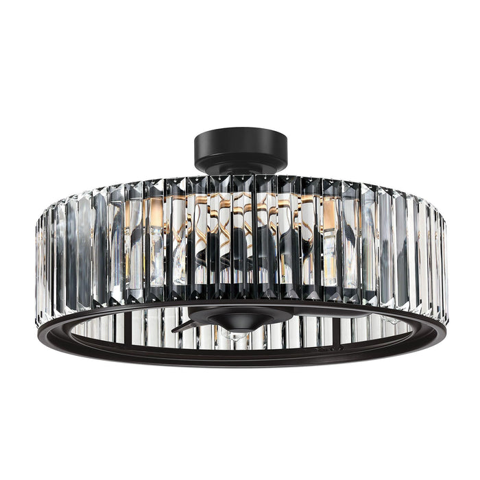 25.5" Henslee Modern DC Motor Downrod Mount Reversible Crystal Fandelier Ceiling Fan with Lighting and Remote Control - ParrotUncle