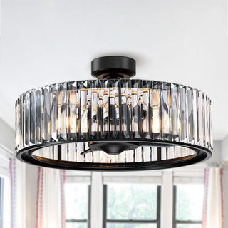26" Henslee Modern DC Motor Reversible Crystal Caged Ceiling Fan with Lighting