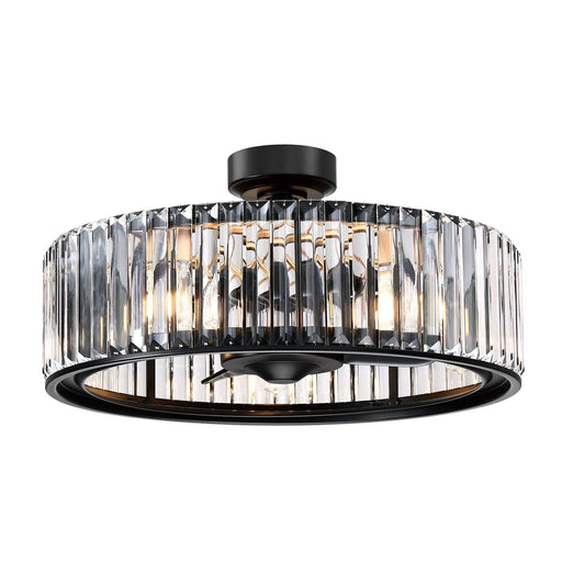 25.5" Henslee Modern DC Motor Downrod Mount Reversible Crystal Fandelier Ceiling Fan with Lighting and Remote Control - ParrotUncle