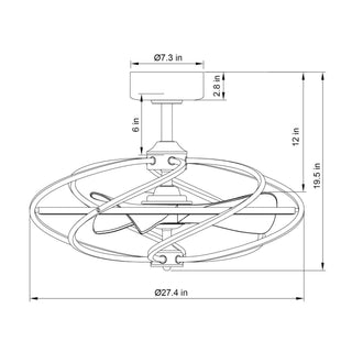 27" Bucholz Industrial DC Motor Brushed Nickel Downrod Mount Reversible Ceiling Fan with Lighting and Remote Control