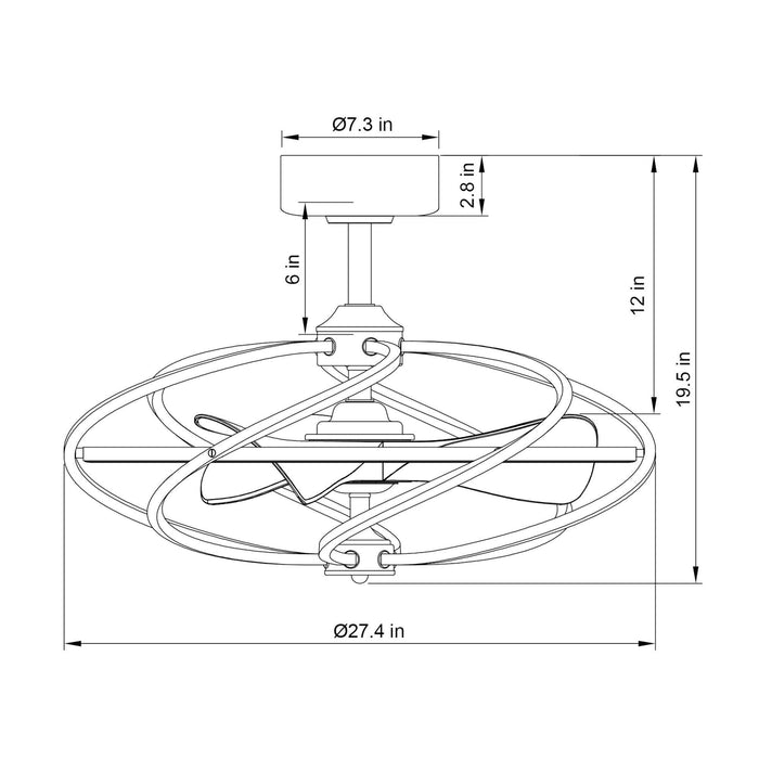 27" Bucholz Modern DC Motor Brushed Nickel Downrod Mount Reversible Ceiling Fan with Lighting and Remote Control - ParrotUncle