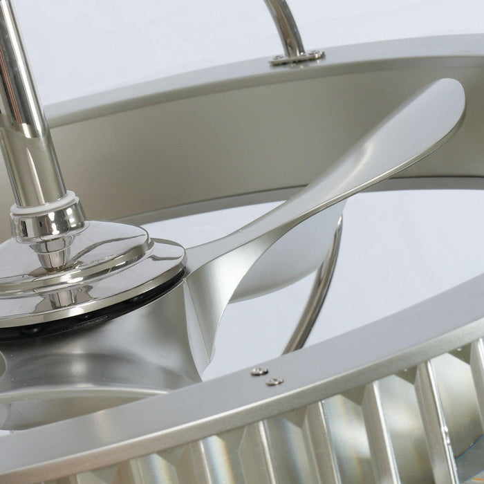 27" Industrial DC Motor Brushed Nickel Downrod Mount Reversible Crystal Ceiling Fan with Lighting and Remote Control - ParrotUncle