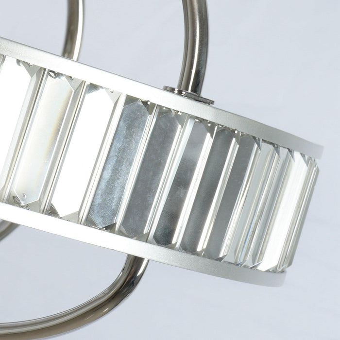 27" Industrial DC Motor Brushed Nickel Downrod Mount Reversible Crystal Ceiling Fan with Lighting and Remote Control - ParrotUncle