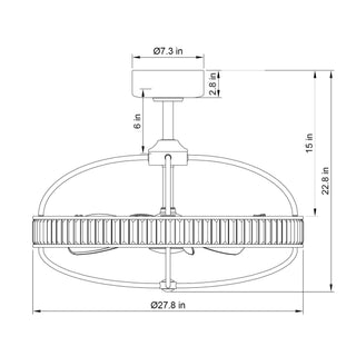 27" Industrial DC Motor Brushed Nickel Downrod Mount Reversible Crystal Caged Ceiling Fan with Lighting and Remote Control