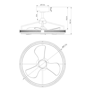 27" Jarpur Industrial Downrod Mount Ceiling Fan with LED Lighting and Remote Control