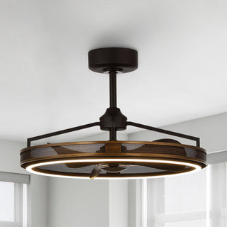 27" Jarpur Industrial Downrod Mount Ceiling Fan with LED Lighting and Remote Control