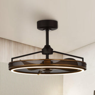 27" Jarpur Industrial Downrod Mount Ceiling Fan with LED Lighting and Remote Control