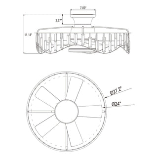 27" Modern Brush Nickel Flush Mount Reversible Ceiling Fan with Lighting and Remote Control