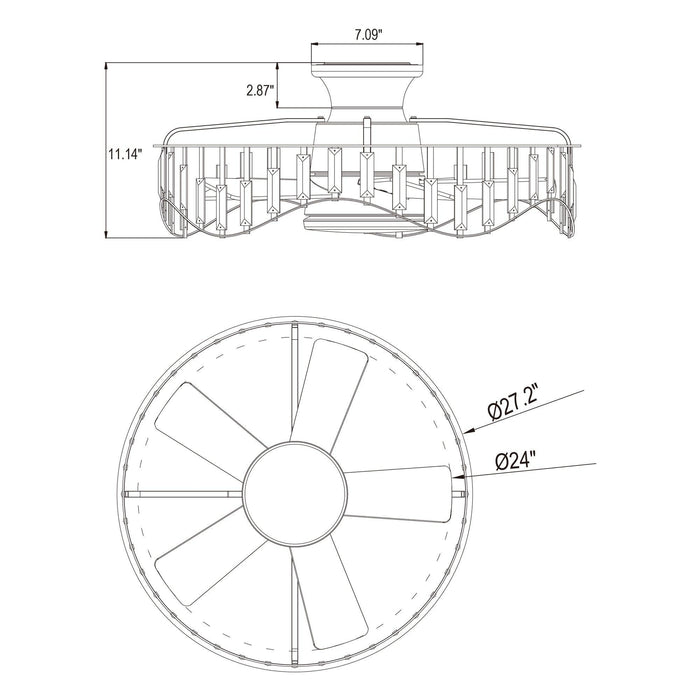 27" Modern Brush Nickel Flush Mount Reversible Ceiling Fan with Lighting and Remote Control - ParrotUncle