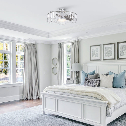 27" Modern Brush Nickel Flush Mount Reversible Ceiling Fan with Lighting and Remote Control - ParrotUncle