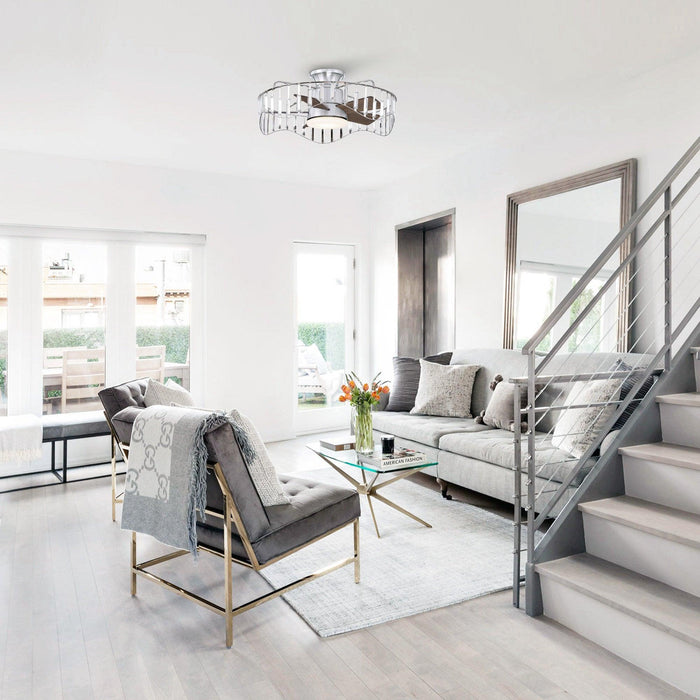 27" Modern Brush Nickel Flush Mount Reversible Ceiling Fan with Lighting and Remote Control - ParrotUncle