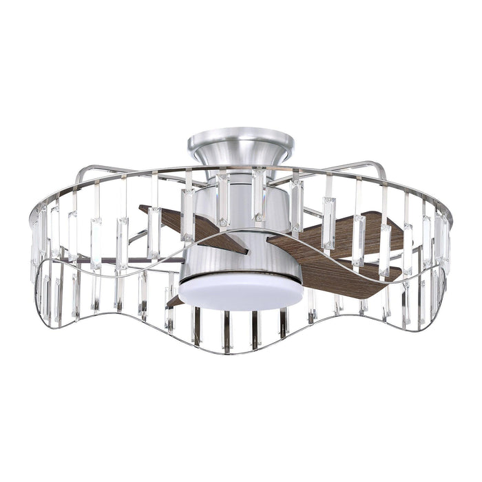 27" Modern Brush Nickel Flush Mount Reversible Ceiling Fan with Lighting and Remote Control - ParrotUncle